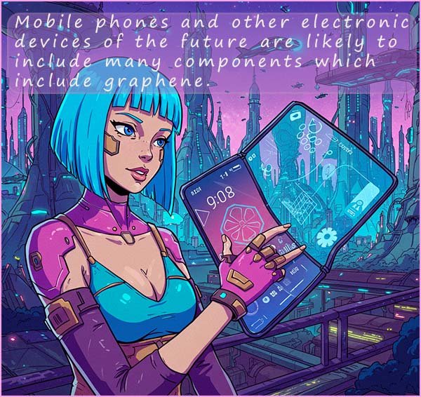 Images shows the use of graphene in future mobile phones and other electronic devices.